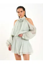 Jupe courte côtelée à taille 041182