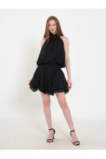 071927 Sleeveless Blouse with Rose Buckle Neckline 071927 Sleeveless Blouse with Rose Buckle Neckline