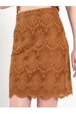 041195 Dantel Görünümlü Mini Etek