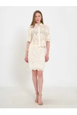 080818 Square Cut Lace-Look Shirt