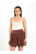041180 Dantel Detaylı Kloş Etek