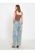 031668 Wide Leg Denim Trousers