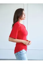 050748 Vatkalı Büzgülü T-shirt