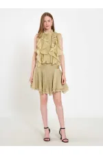 080774 Sleeveless Shirt with Ruffle Detail at Front