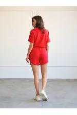 010882 Mini-short en maille à taille élastique