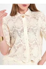 080818 Square Cut Lace-Look Shirt