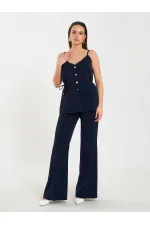 Gilet à col en V et ceinture à nouer à la taille 120743