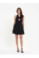 111644 Önü Tokalı Mini Elbise