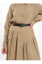 Robe asymétrique à volants et ceinture 111703