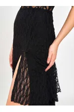 041177 Katlı Yırtmaçlı Dantel Etek