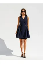 111611 Sleeveless Mini Button Detail Dress