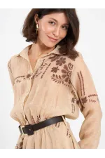 Robe à motifs 111713 avec taille élastique