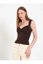071926 Draped Front Knitted Blouse