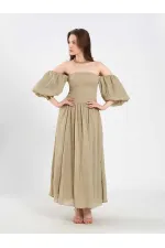 Robe en coton à manches ballon 111736 Robe en coton à manches ballon 111736
