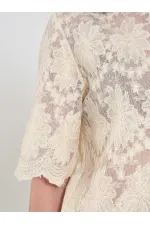 080818 Square Cut Lace-Look Shirt