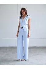 031661 Düz Kesim Kemerli  Pantolon