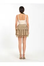 Jupe évasée à détails en dentelle 041180