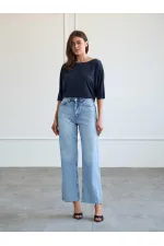 031666 Düz Paça Orta Bel Jeans