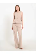 031673 Stella Straight Leg Trousers with Belt Buckle