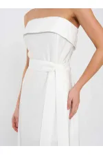 111706 Straplez Yırtmaçlı Elbise