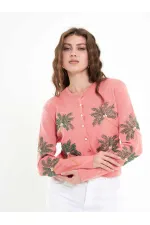 150525 Palm Tree Beaded Cardigan