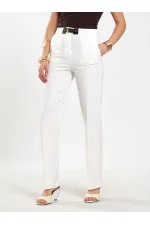 031653 Straight Cut Trousers with Belt Detail