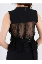 120748 Vest with Lace Detail and Buckle on the Back 120748 Vest with Lace Detail and Buckle on the Back