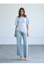 050748 Vatkalı Büzgülü T-shirt