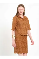 041195 Dantel Görünümlü Mini Etek