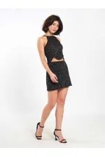 Jupe courte à sequins en forme de cloche (041184)