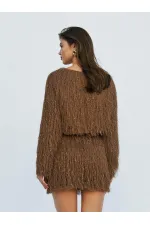 041118 Saçaklı Mini Etek