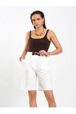 010871 Kemer Detaylı Bermuda Şort