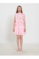 080774 Sleeveless Shirt with Ruffle Detail at Front