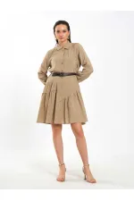 Robe asymétrique à volants et ceinture 111703