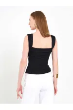 071926 Draped Front Knitted Blouse