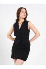 120748 Vest with Lace Detail and Buckle on the Back 120748 Vest with Lace Detail and Buckle on the Back