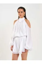 041182 Beli Nervürlü Mini Etek