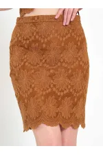 041195 Dantel Görünümlü Mini Etek