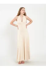 111684 Sırt Dekolteli Midi Elbise