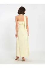 111706 Straplez Yırtmaçlı Elbise