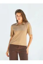 071824 Vatkalı Polo Yaka Bluz