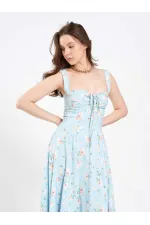 111729 Midi Dress with Ruched Bust and Ruffles 111729 Midi Dress with Ruched Bust and Ruffles