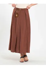 041164 A Pleated Belted Midi Skirt