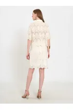 041195 Lace-Look Mini Skirt