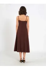 Robe midi en voile à volants 111554