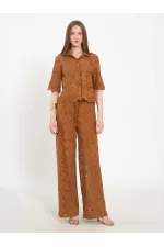 031669 Lace-Look Lined Trousers with Tie Waist