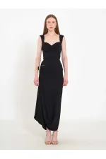 Jupe midi asymétrique à taille élastique 041197