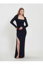 111694 Long-Sleeved Dress with Slit