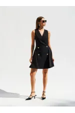 111611 Sleeveless Mini Button Detail Dress