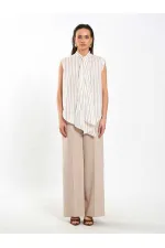 080804 Flarlı Kolsuz Gömlek